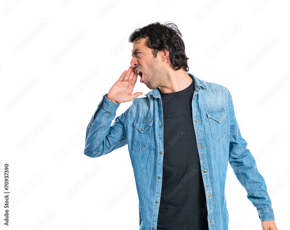 Man shouting over isolated white background Man shouting over isolated white background