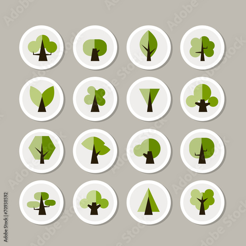 Set of green tree icons for your design