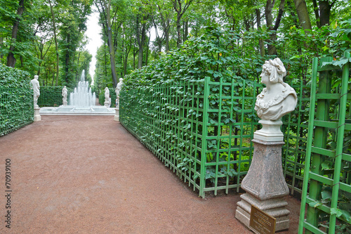 Ancient sculpture at the Summer Gardens park alle photo