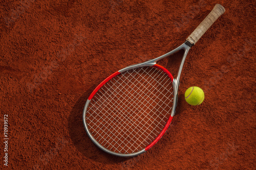 Tennis Racket And Ball On The Court © natashaphoto