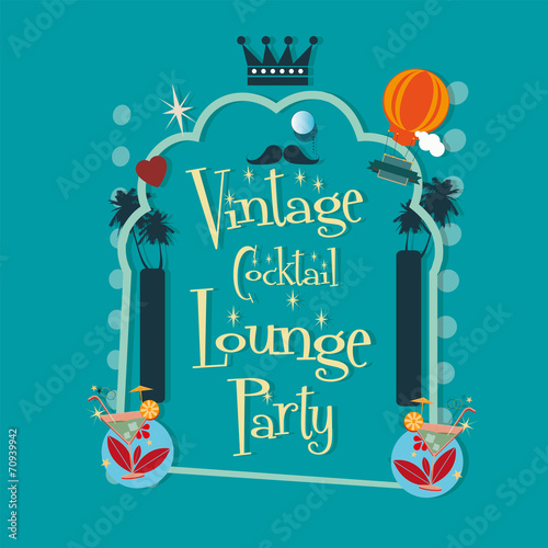 vintage cocktail bar illustration card