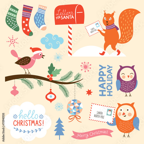 set of Christmas elements