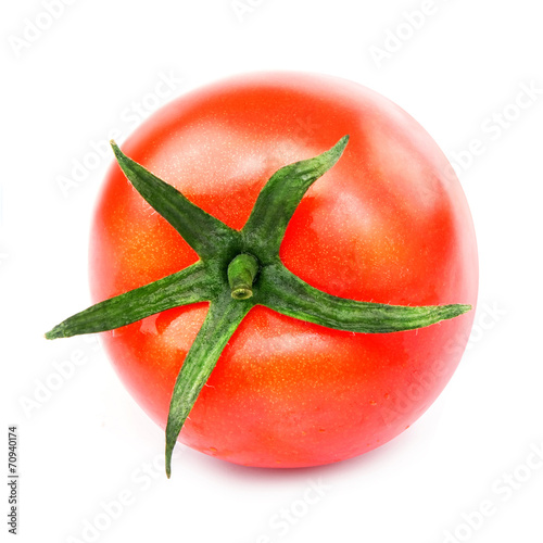 two fresh red tomato isolated on white