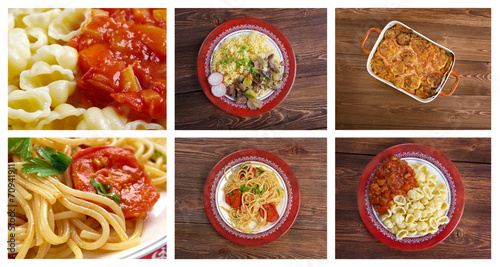 Food set of different  pasta.