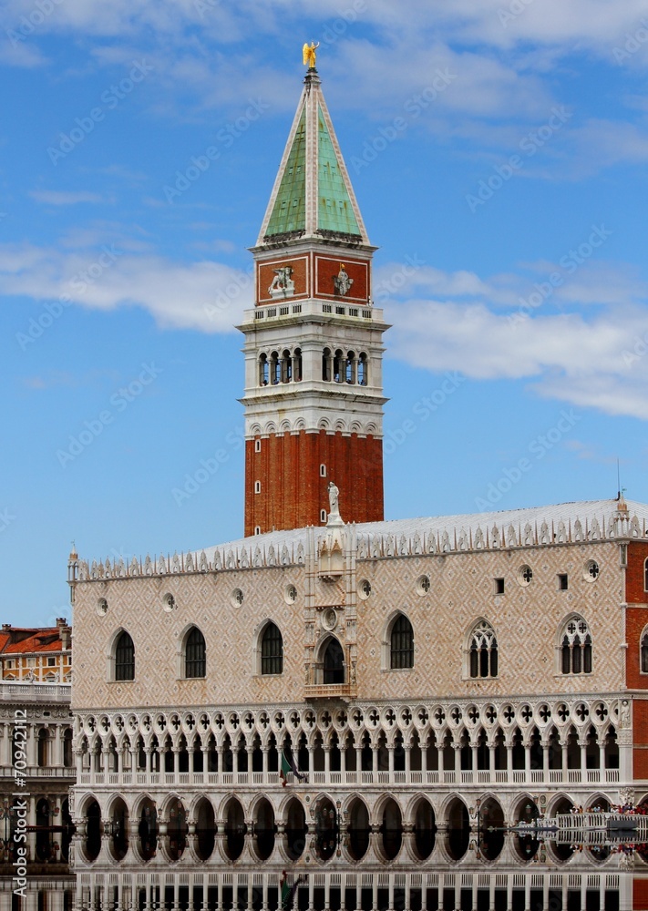 Campanile of St. Mark and the Doge's Palace in Venice in Italy