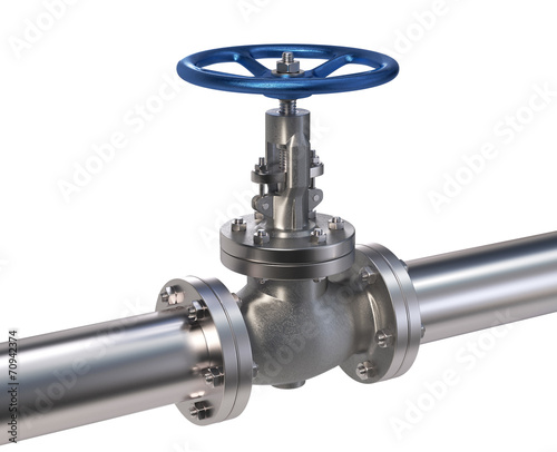 Industrial Pipe Valve / Gate Valve on White Background. 3D illustration