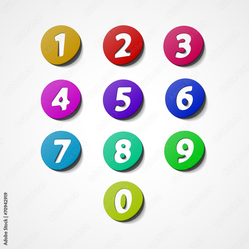 Numbers set, colorful web icon Numbers set, colorful web icon