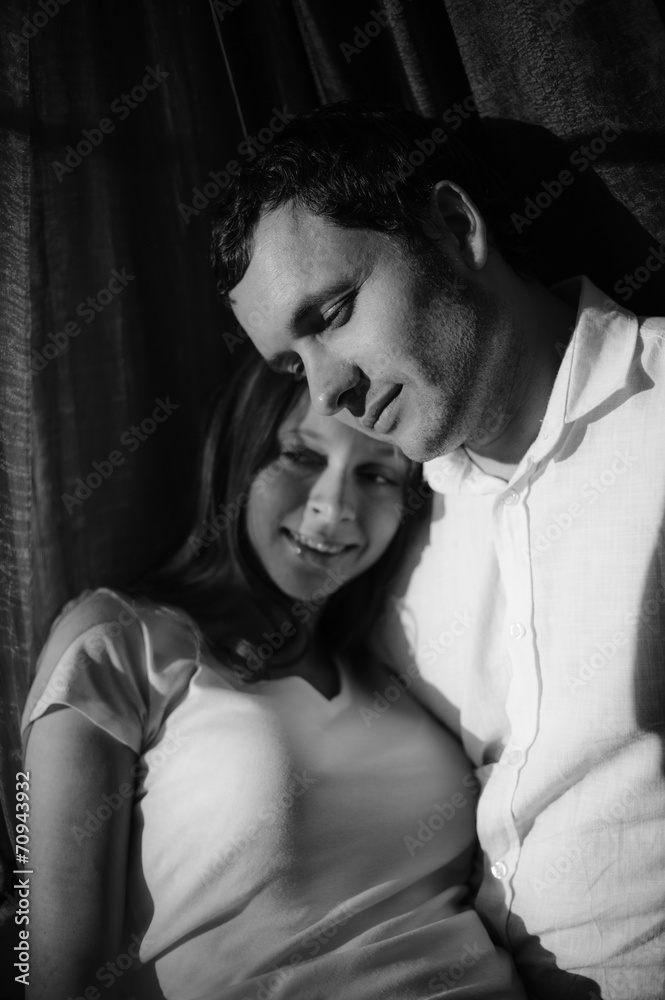 Couple expecting baby. Happy future dad and his pregnant wife Couple expecting baby. Happy future dad and his pregnant wife