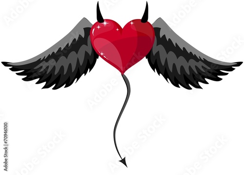 Devilish Heart With Horns And Wings