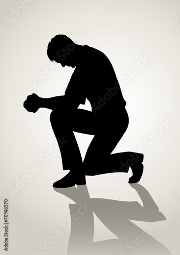 Silhouette illustration of a man praying