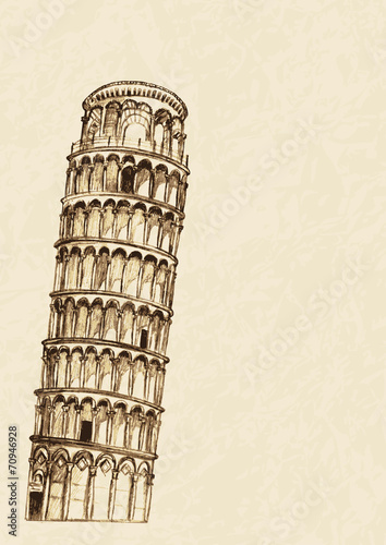 Sketch illustration of Pisa leaning tower