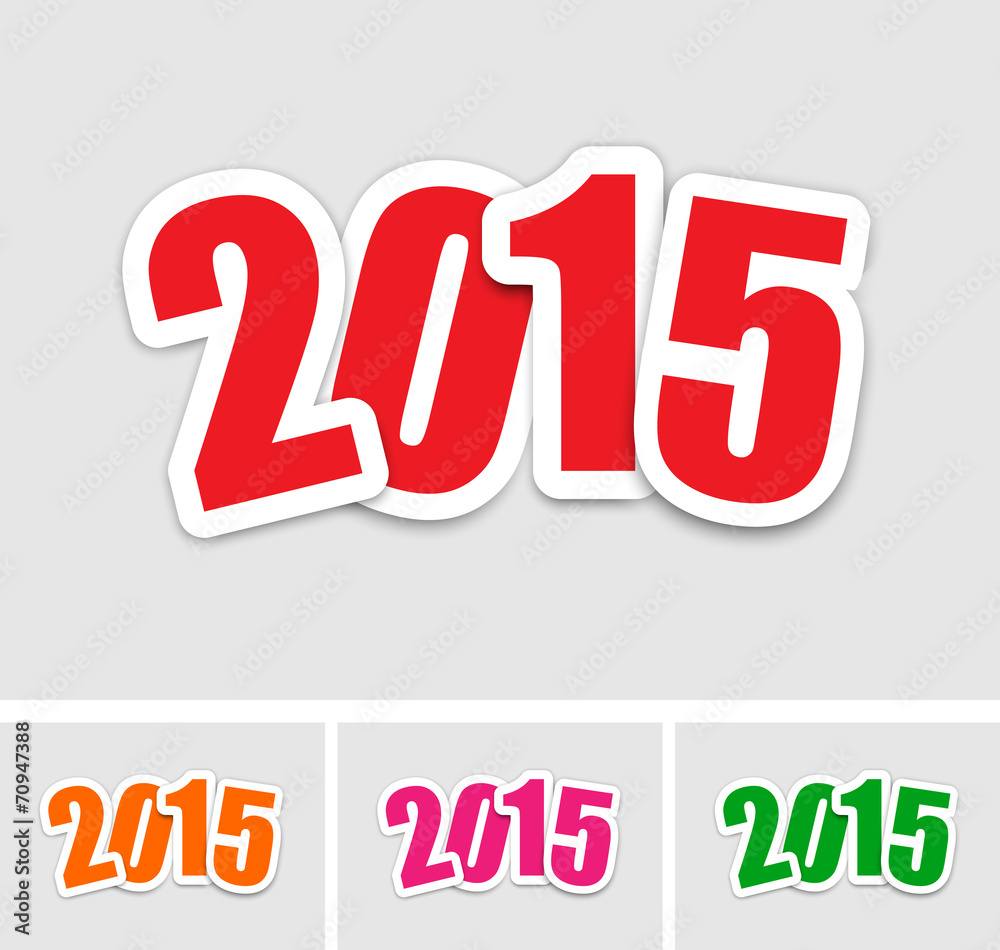 New year 2015 stickers - obrazy, fototapety, plakaty 