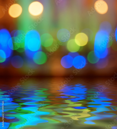 Street lights bokeh background reflection in water