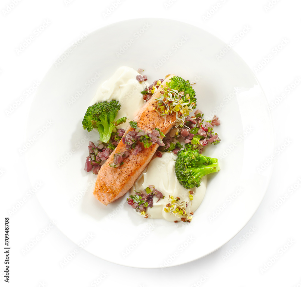 grilled salmon fillet with vegetables grilled salmon fillet with vegetables