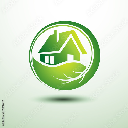 Eco green house concept signs and icons