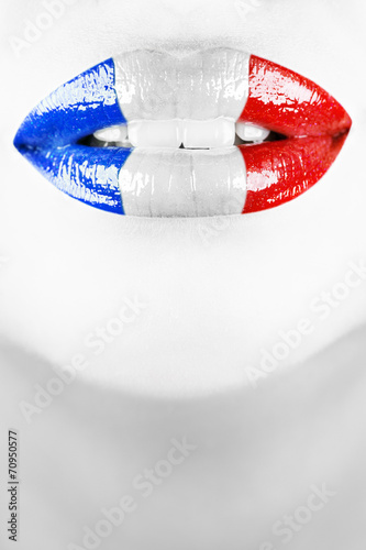 Lips of french patriotic woman