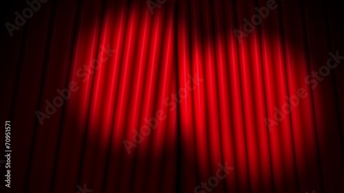 red theater velvet curtains opening with spotlights
