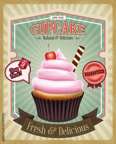 Vintage cupcake poster