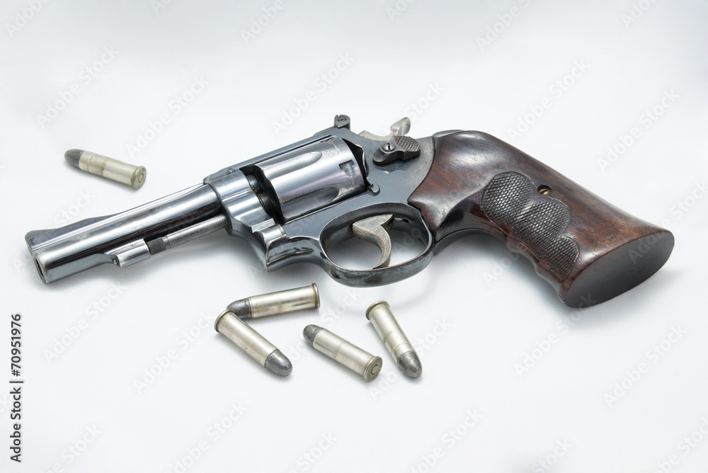 38 Caliber Revolver Pistol Loaded Cylinder Gun Barrel Close Up P 38 Caliber Revolver Pistol Loaded Cylinder Gun Barrel Close Up P