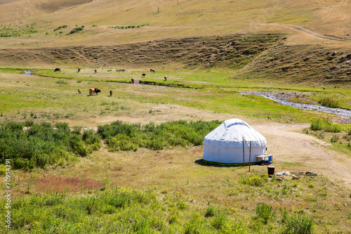 Kazakh yurt in Assy plateau in Tien-Shan mountain, Kazakhstan