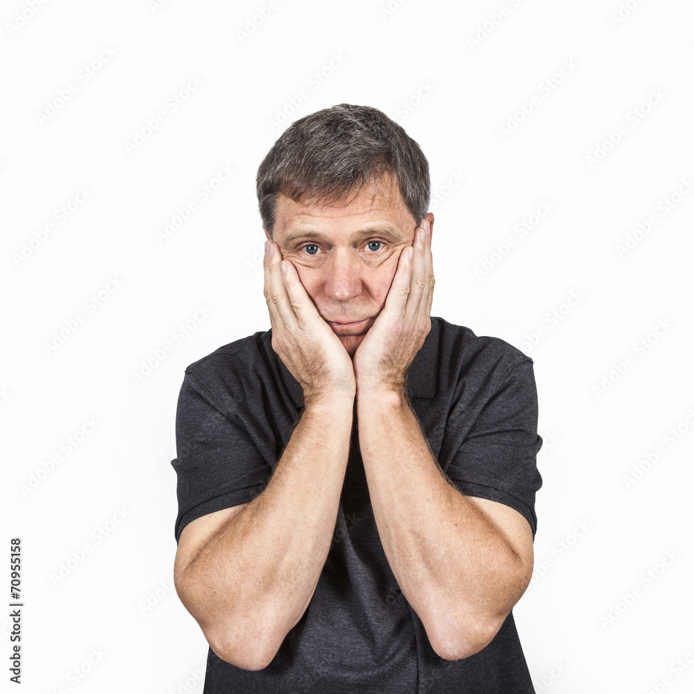 Naklejka premium Man having problems, Isolated over white background