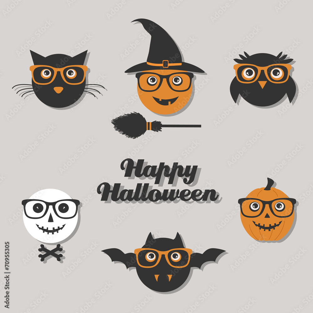 set of hipster halloween characters set of hipster halloween characters