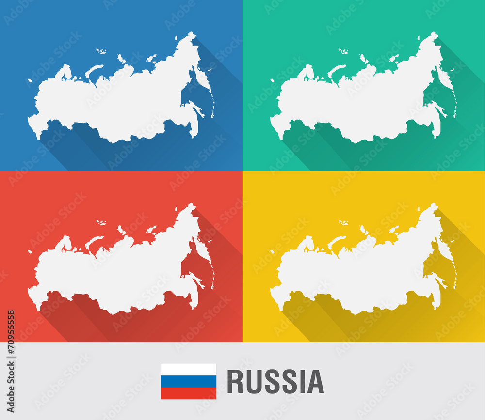 Russia world map in flat style with 4 colors.