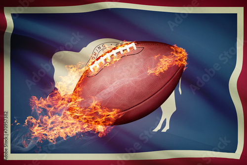 American football ball with flag series - Wyoming photo