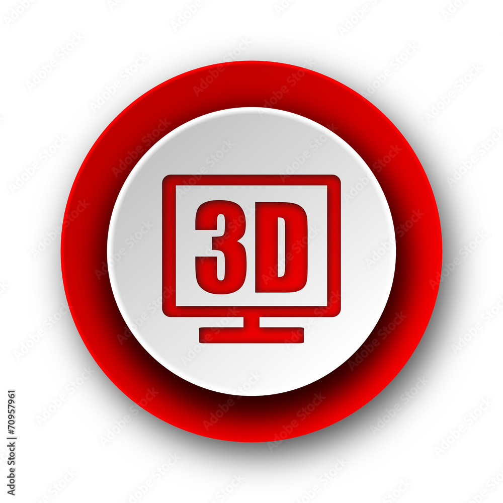 3d display red modern web icon on white background 3d display red modern web icon on white background