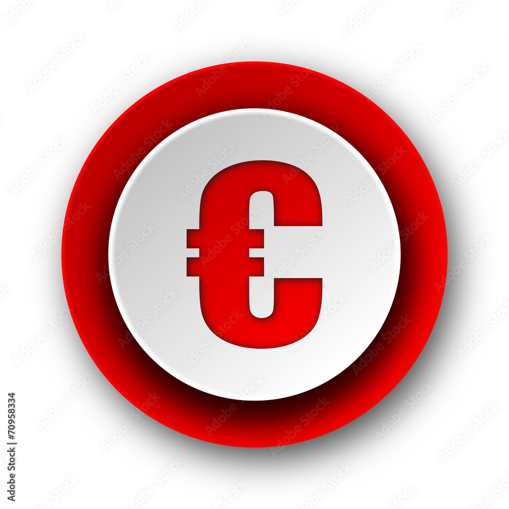 euro red modern web icon on white background euro red modern web icon on white background