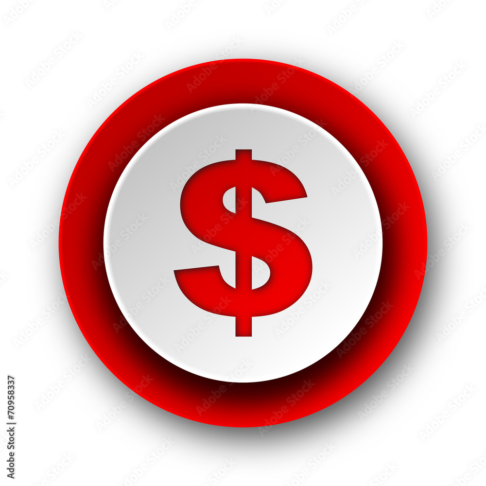 dollar red modern web icon on white background dollar red modern web icon on white background