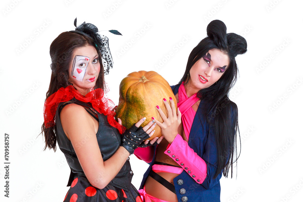 Halloween women with pumpkin Halloween women with pumpkin
