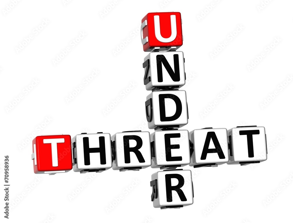 3D Crossword Under Threat on white background 3D Crossword Under Threat on white background