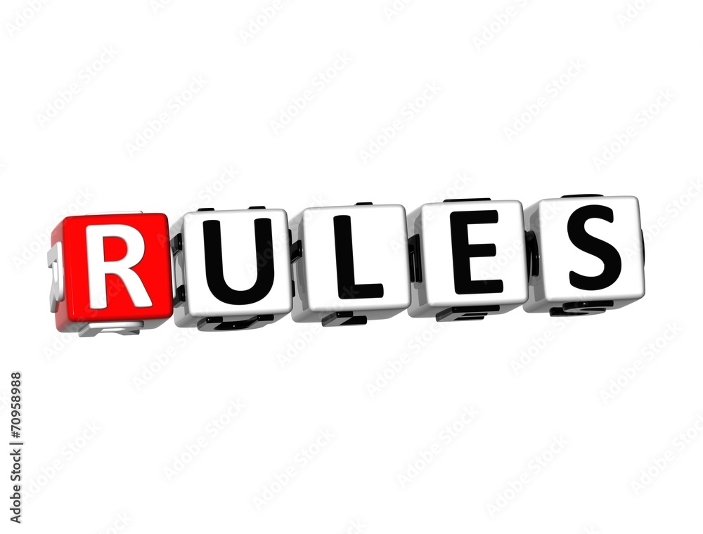 3D Word Rules on white background 3D Word Rules on white background