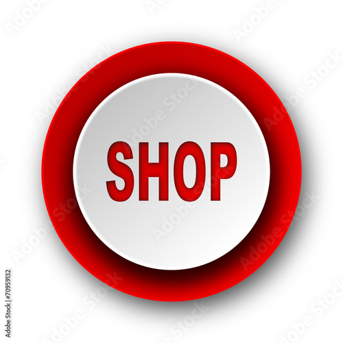 shop red modern web icon on white background
