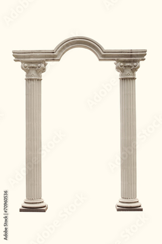  arch of the columns on a white background