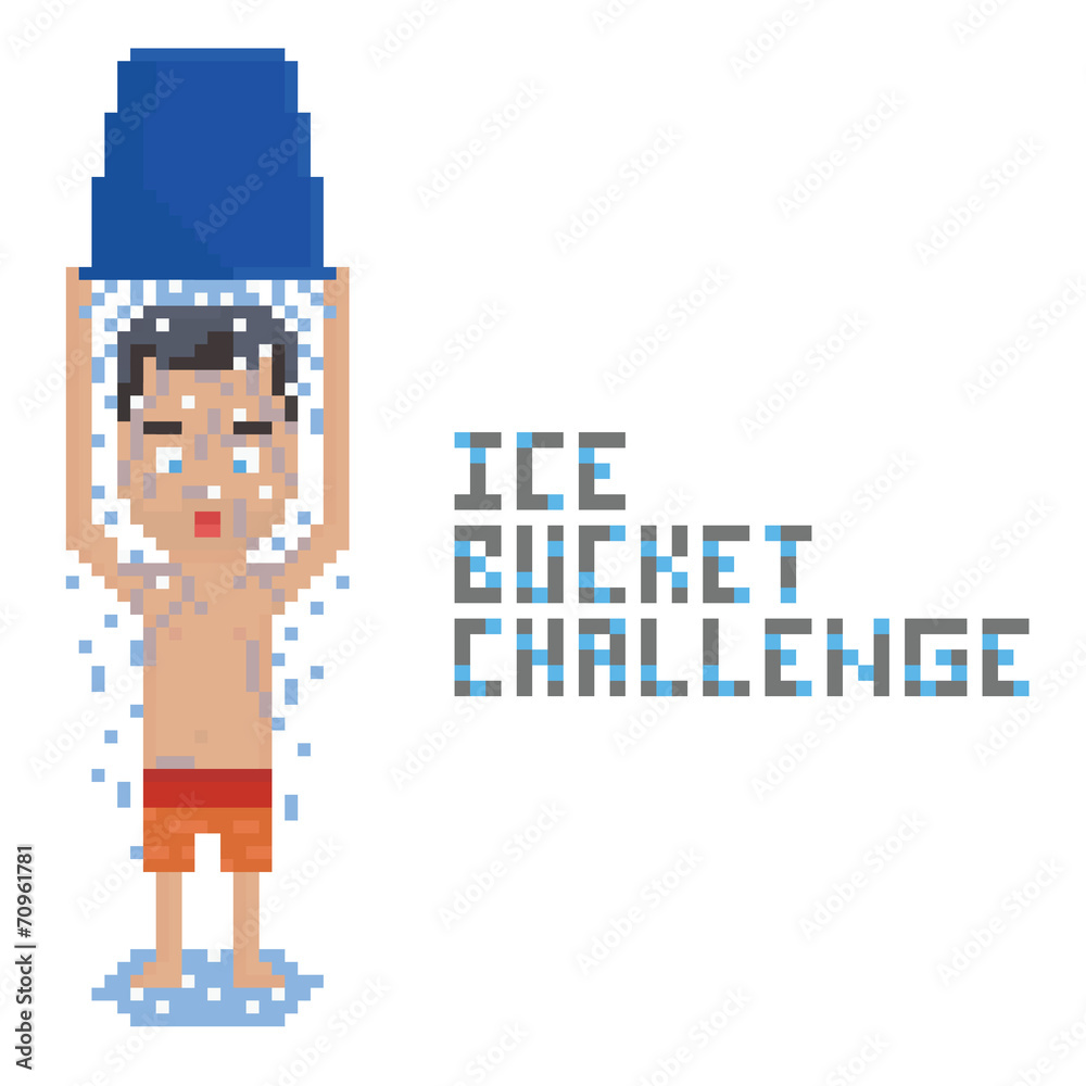 pixel art topless person making ice bucket challenge