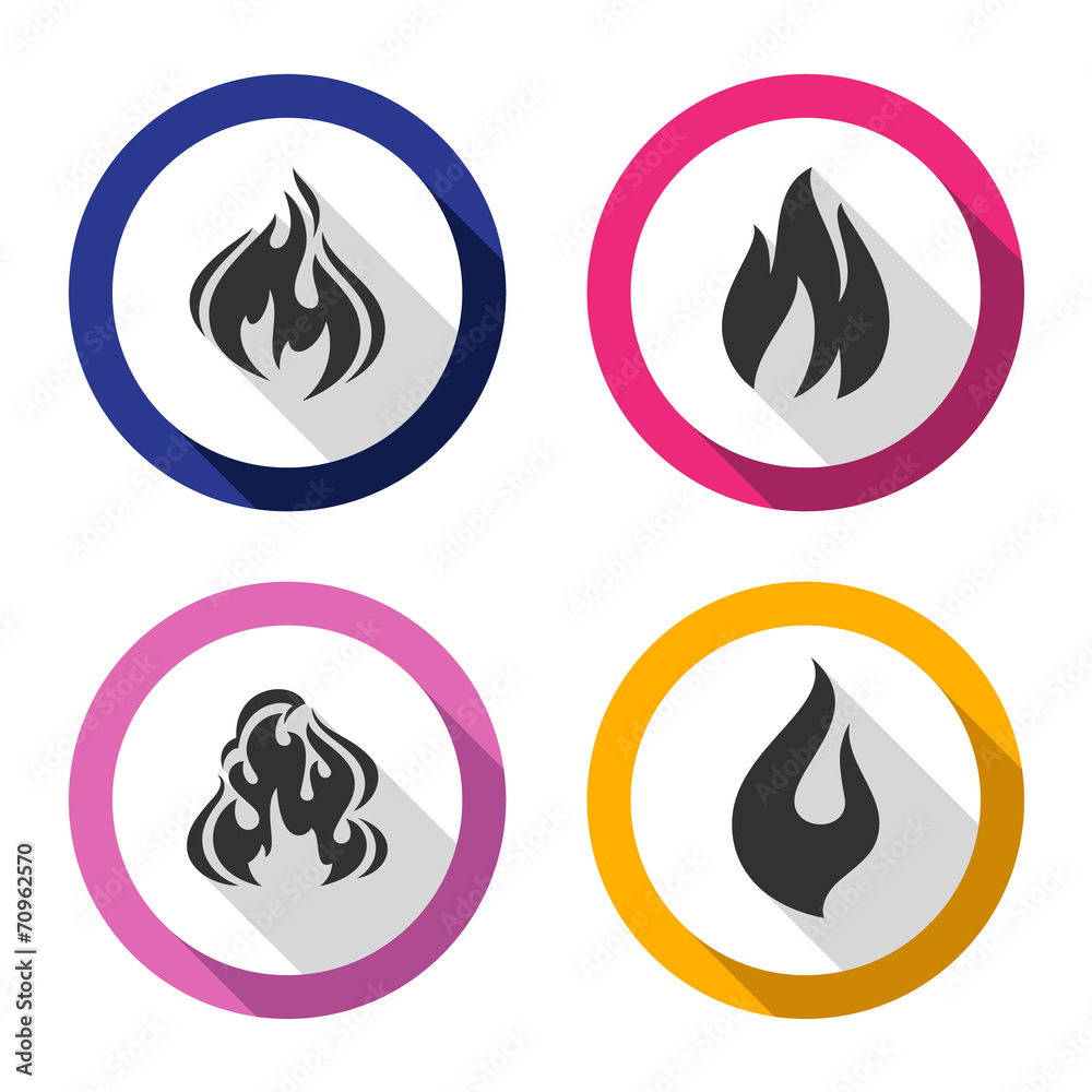 Set icons fire flames