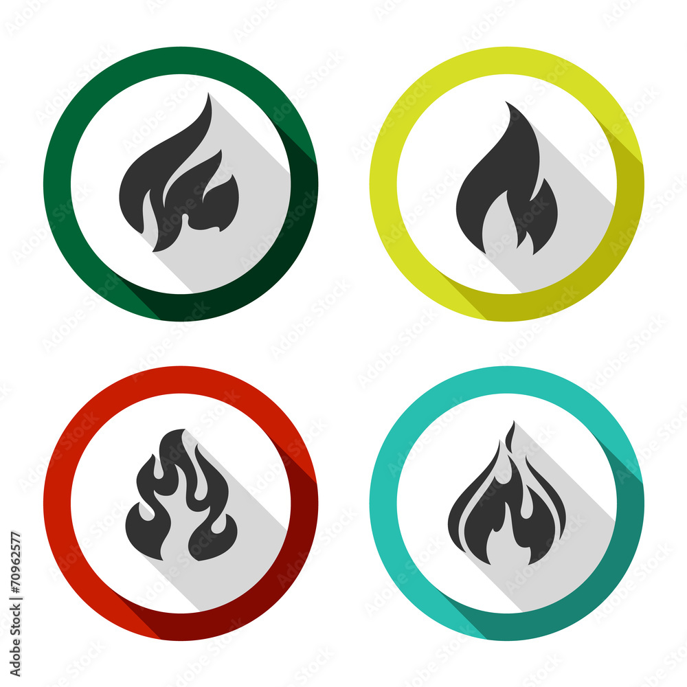 Set icons fire flames Set icons fire flames