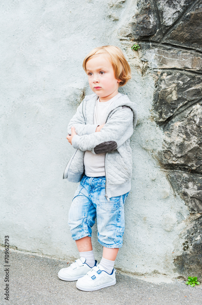 Outdoor portrait of a cute toddler boy Outdoor portrait of a cute toddler boy