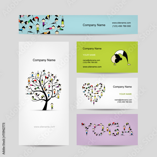 Yin Yang made from yoga asana. Set of business cards design