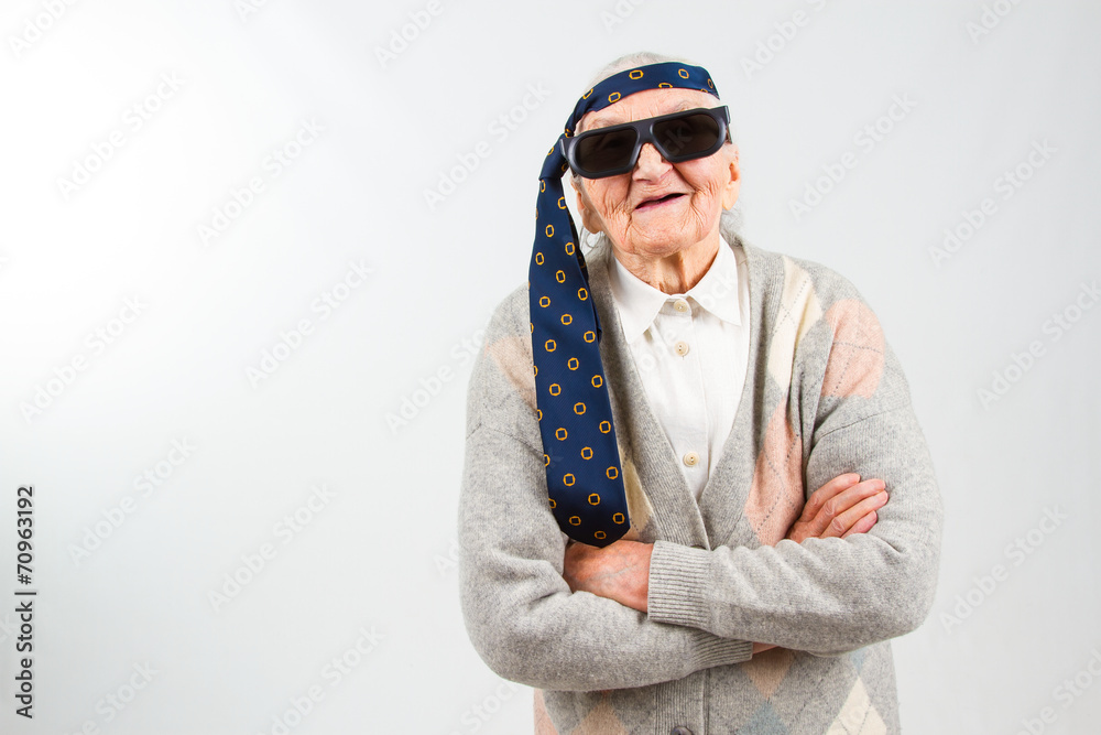bohemian grandma with a tie on her forehead bohemian grandma with a tie on her forehead