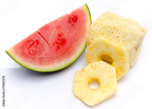 Slice of watermelon and pineapple