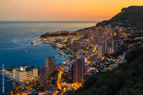  Monte Carlo in View of Monaco at night on the Cote d'Azur © Lukasz Janyst