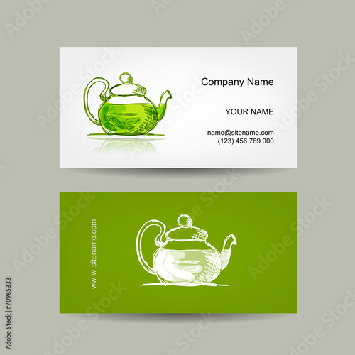 Business cards design, green trea sketch