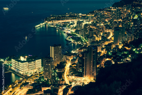  Monte Carlo in View of Monaco at night on the Cote d'Azur