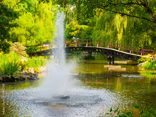 Lake fountain in a park