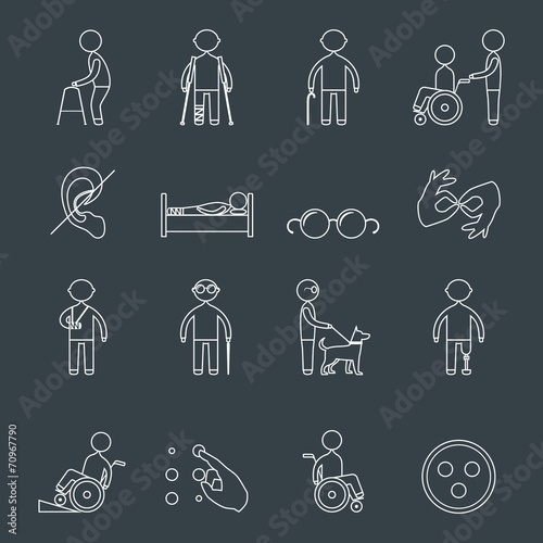 Disabled icons set outline