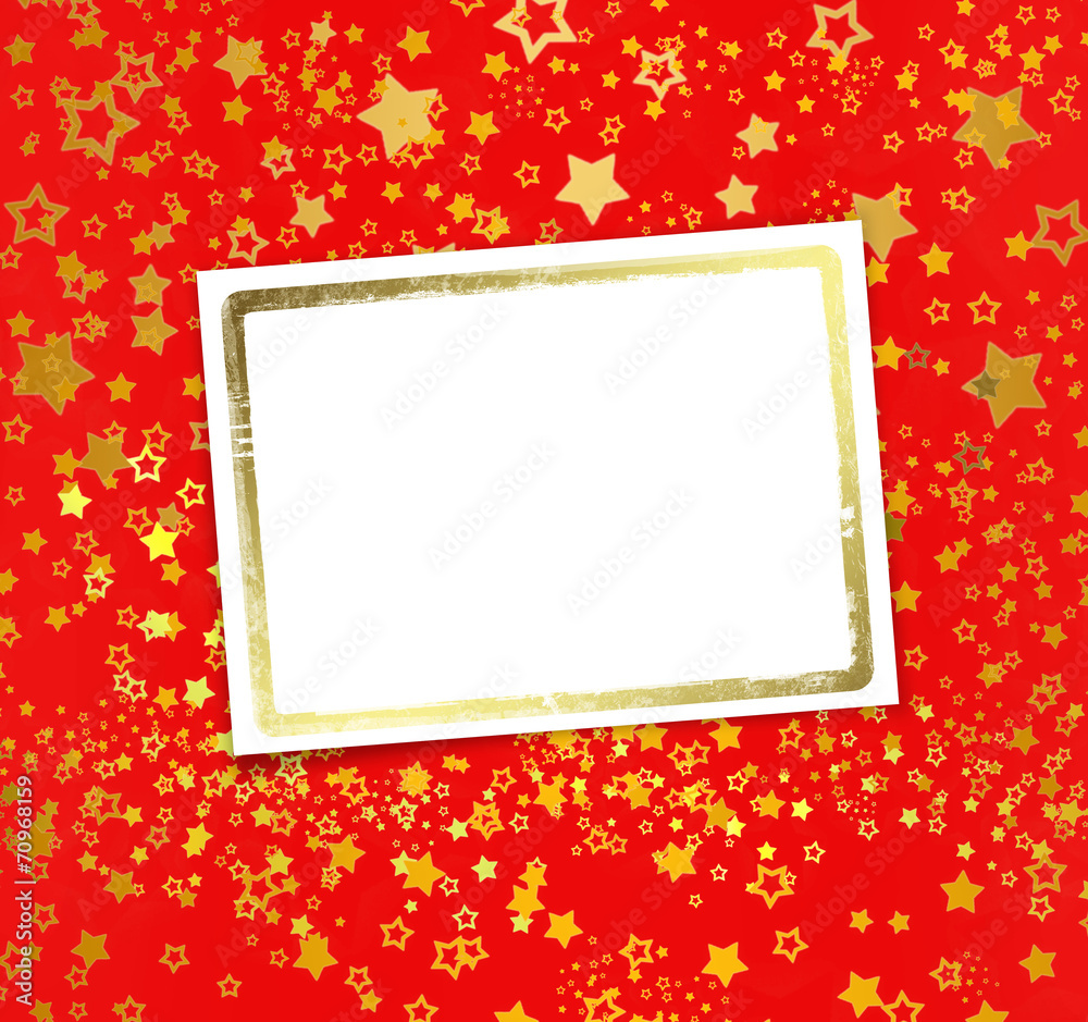 Greeting card with frame on a beautiful background with gold sta Greeting card with frame on a beautiful background with gold sta