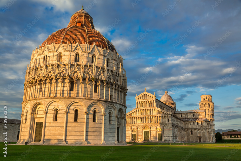 Ancient monuments in Pisa at summer